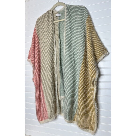 House of Harlow 1960 Pink and Green Color-Block Poncho Sweater Size L - Picture 6 of 14